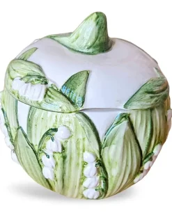 Lily of the Valley Zuckerdose aus Keramik - Grün
