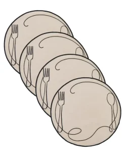 Line Drawing Tischsets aus Leinen (4er-Set) - Nude