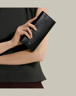 Längliche Brieftasche 14 cc mit Reißverschluss aus Meisterstück Leder - Schwarz - Leder - MB198318 - Brieftaschen