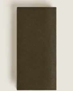 Längliche Brieftasche 14 cc mit Reißverschluss aus Sartorial Leder - Khaki - Leder - MB221364 - Brieftaschen