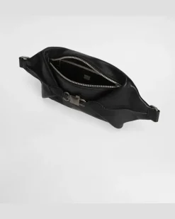 Lock Belt Bag In Tempesta Calfskin - Mann Rucksäcke Und Bauchtaschen Schwarz Black
