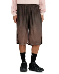 Lockere Bermudashorts aus fließendem, beschichtetem Denim - Denim Kurze Hose - Unisex - Braun