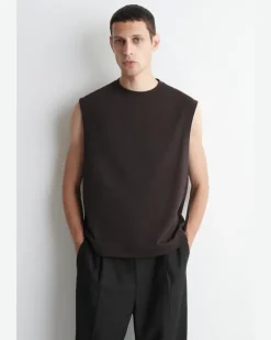 Lockeres Tanktop Aus Baumwoll-Crêpe Braun