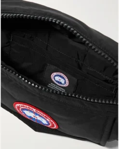 Logo-Appliquéd Webbing-Trimmed Shell Belt Bag Black
