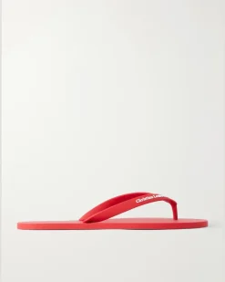 Logo-Embossed Rubber Flip Flops Red