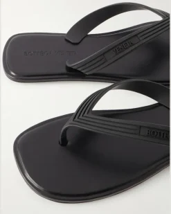 Logo-Embossed Rubber Flip Flops Black