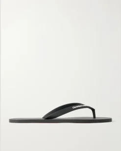 Logo-Embossed Rubber Flip Flops Black