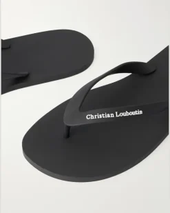 Logo-Embossed Rubber Flip Flops Black