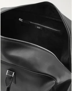 Logo-Print Leather Weekend Bag Black