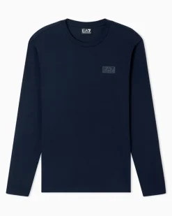 Logo Series Langarmshirt aus Baumwoll-Jersey Marineblau