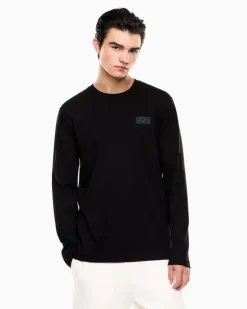 Logo Series Langarmshirt aus Baumwoll-Jersey Schwarz