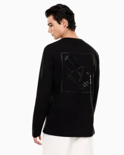 Logo Series Langarmshirt aus Baumwoll-Jersey Schwarz