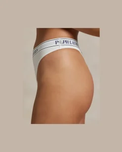 Logo-String-Tanga mit mittlerer Leibhöhe White