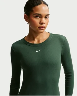 Longsleeve aus Rippmaterial mit enger Passform (Damen) - Grün