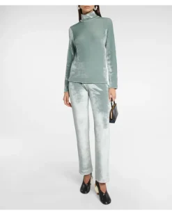 Longsleeve aus Samt Blau