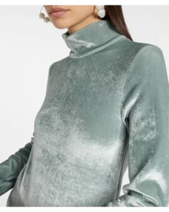 Longsleeve aus Samt Blau