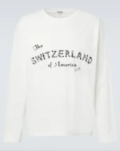 Longsleeve Campground aus Baumwoll-Jersey Weiß