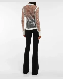 Longsleeve mit Pailletten Weiß