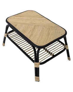 Loue Regaltisch aus Rattan - Schwarz