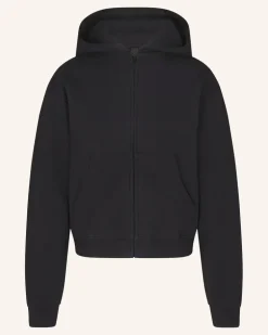 Lounge-Sweatjacke Cotton-Fleece schwarz Onyx