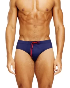 Lycra-Badeanzug mit Logoprint auf dem Rücken - Badeslips - Herren - Blau