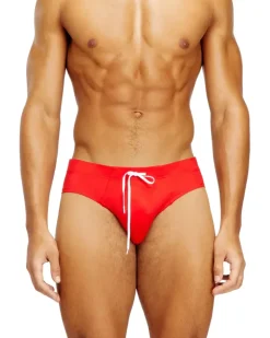 Lycra-Badeanzug mit Logoprint auf dem Rücken - Badeslips - Herren - Rot