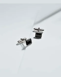 Manschettenknöpfe aus Sterlingsilber mit Onyx
