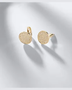 Manschettenknöpfe Disc aus 14kt Gelbgold mit Diamanten