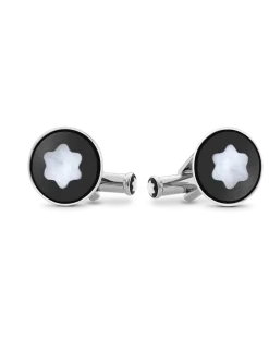 Manschettenknöpfe Star mit Onyxintarsie - Edelstahl - MB116661 - Cufflinks