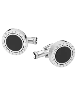 Manschettenknöpfe Star mit Onyxintarsie - Edelstahl - MB116661 - Cufflinks