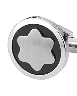 Manschettenknöpfe Star mit Onyxintarsie - Edelstahl - MB116661 - Cufflinks