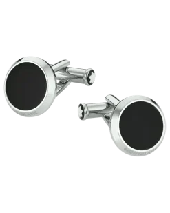 Manschettenknöpfe Star mit Onyxintarsie - Edelstahl - MB116661 - Cufflinks