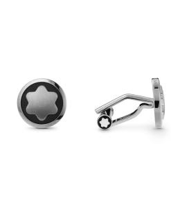 Manschettenknöpfe Star mit Onyxintarsie - Edelstahl - MB116661 - Cufflinks