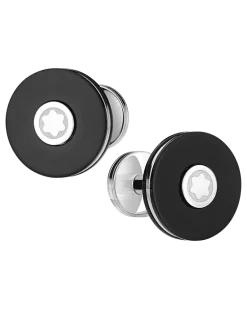 Manschettenknöpfe Star mit Onyxintarsie - Edelstahl - MB116661 - Cufflinks