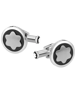 Manschettenknöpfe Star mit Onyxintarsie - Edelstahl - MB116661 - Cufflinks