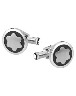 Manschettenknöpfe Star mit Onyxintarsie - Edelstahl - MB116661 - Cufflinks