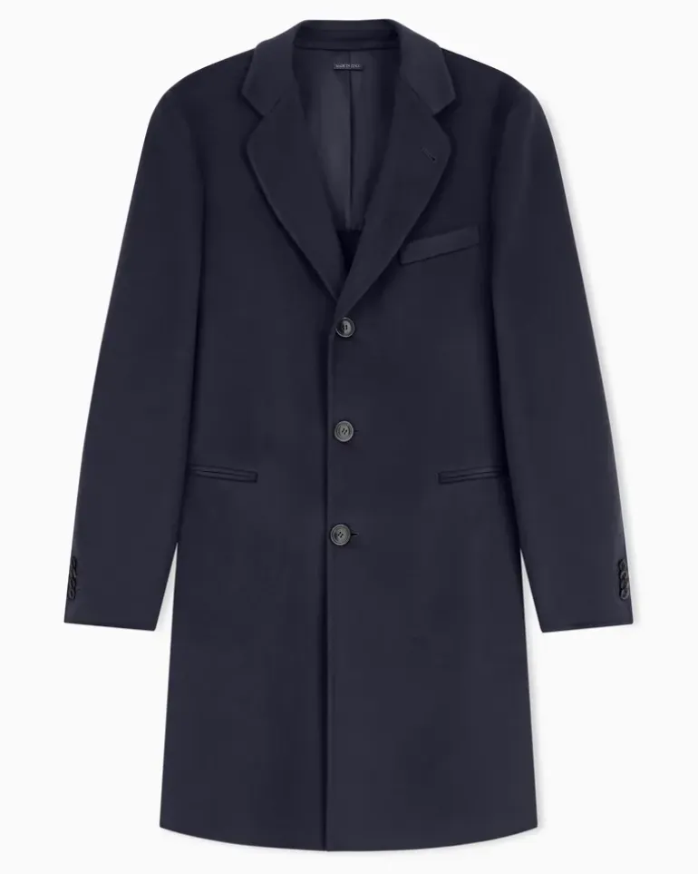 Mantel aus doppellagigem kaschmirstoff Marineblau