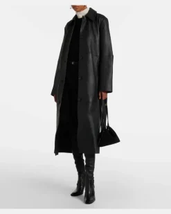 Mantel aus Leder Schwarz