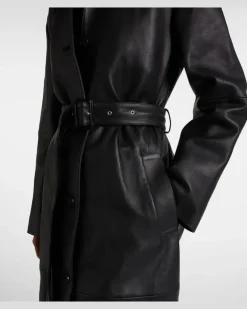 Mantel aus Leder Schwarz
