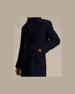 Mantel aus Wollmischung im Polo-Soft-Fit Blue