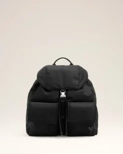 Marcel Rucksack mit Überschlag aus schwarzem Nylon Unisex