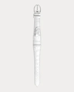 Medium-Stirrup-Armband, Alligatorleder White