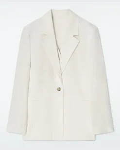 Mehrlagiger Blazer Aus Leinen-Mix Beige