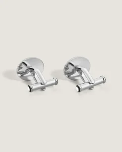 Meisterstück Manschettenknöpfe Oval mit geometrischer Lackintarsie - Schwarz - Edelstahl - MB134468 - Cufflinks