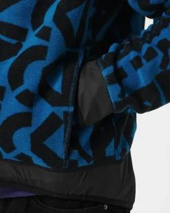 Men Allover Monogram Zipped Hoodie Blue Clothing > Knitwear