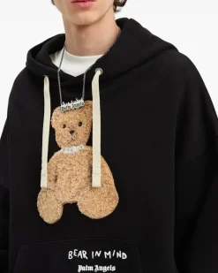 Men Bear Mind Logo Hoodie Black Clothing ><noscript><img width=