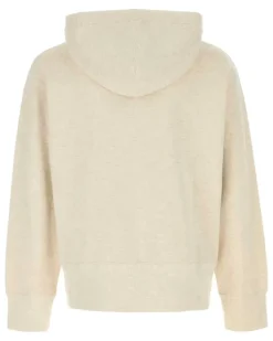 Men Double Hoodie Beige Cotton Sweater