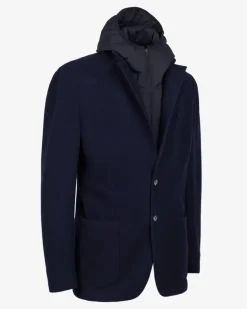 Men Hooded Blazer Blue Jacket Navy