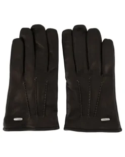Men Leather Gloves Black Calfskin