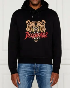 Men's Angry Bear Logo Cool Fit Hoodie Black Clothing ><noscript><img width=